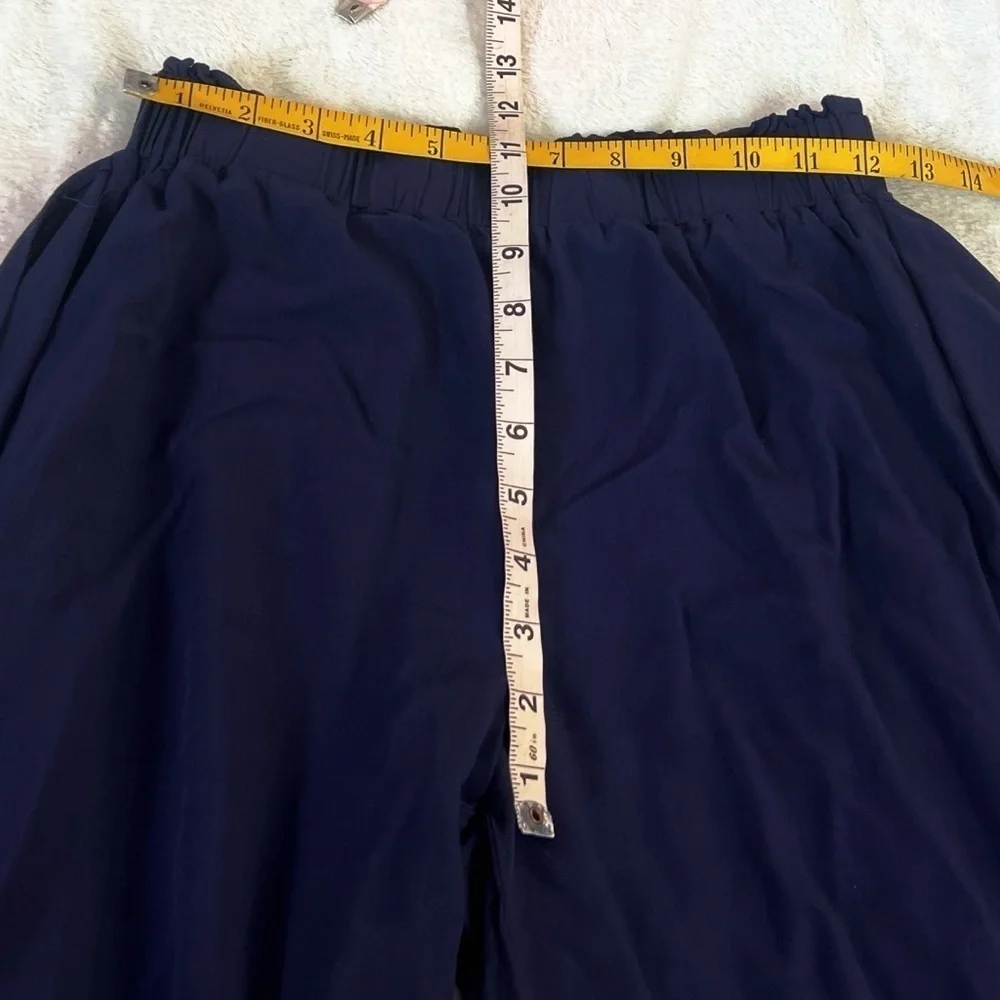 Lulus Always Here For You Navy Blue Tie Front Wide Leg Pants Pull On Ankle XS - Picture 8 of 11
